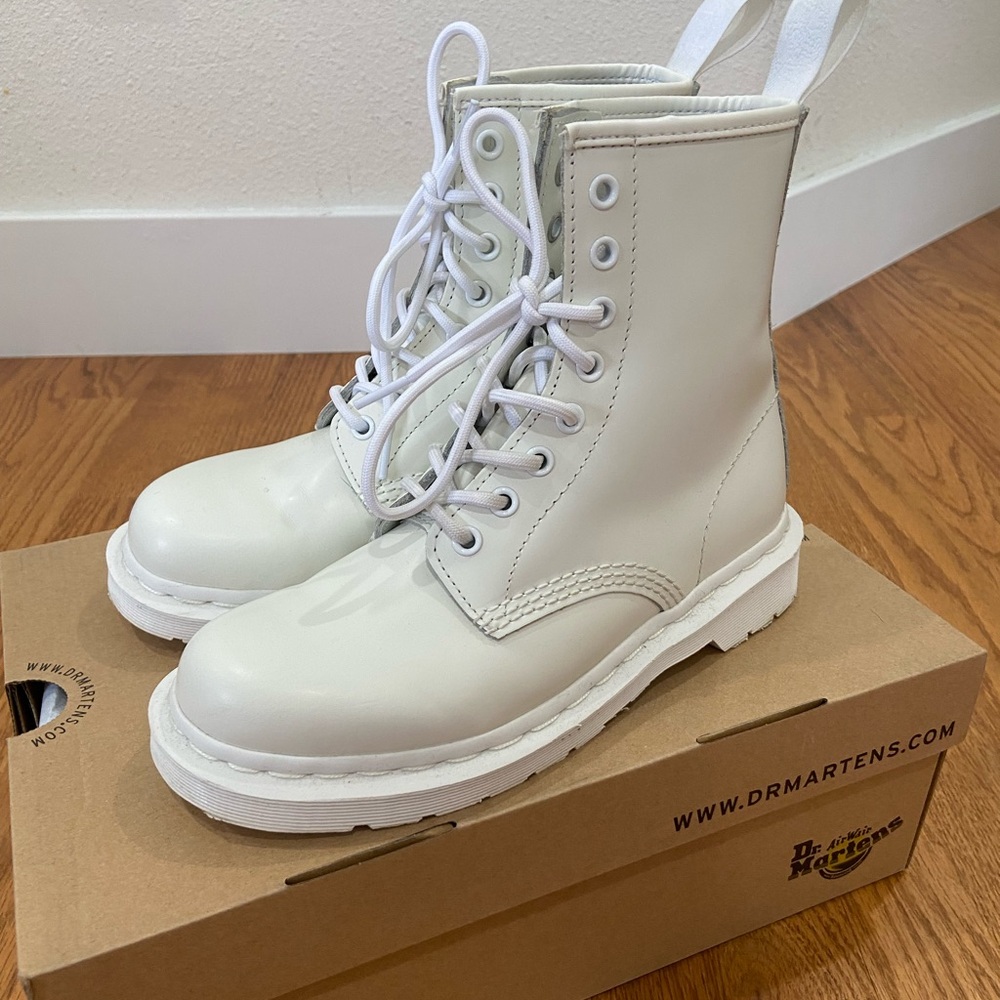 Dr. Martens Women’s White Lace-Up Combat Boots